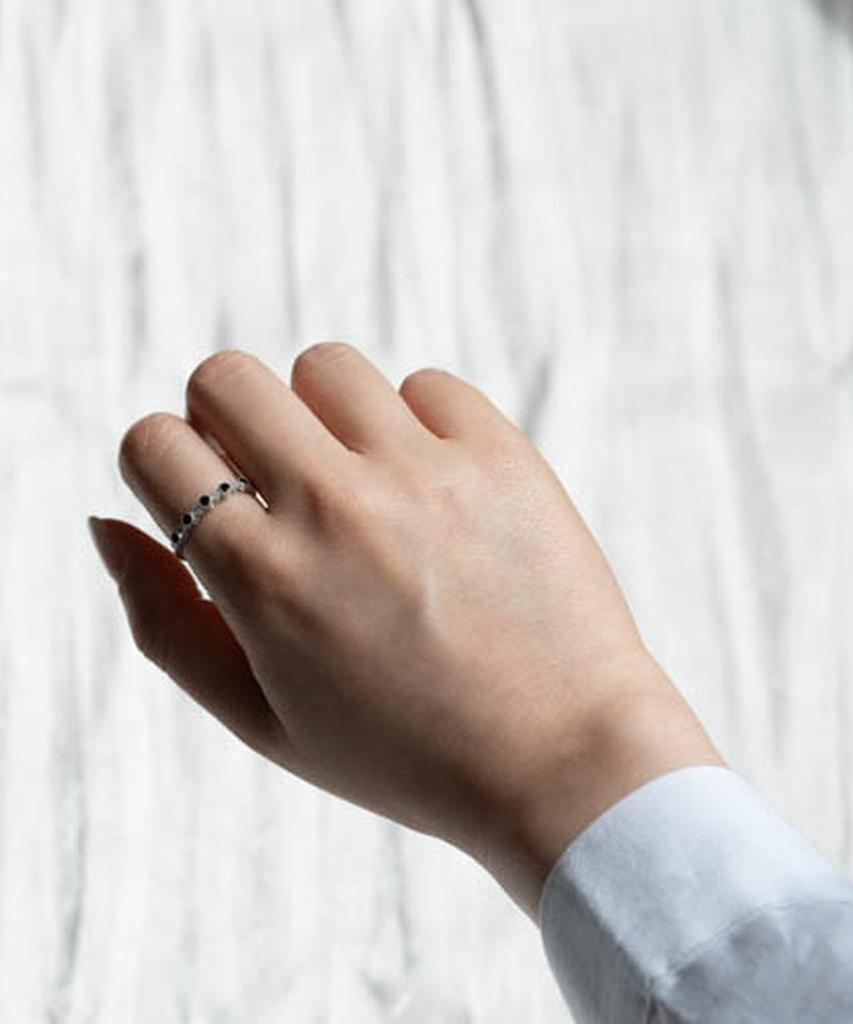 Серебряное кольцо Alleun из серебра 925 пробы с кубическим ониксом Кольцо дружбы