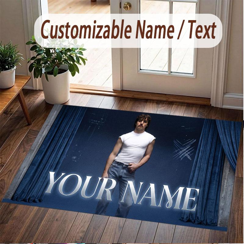 Custom Name Crystal Velvet Rug,Benson Boone Comfortable Anti Slip Floor Mat For Room Decoration