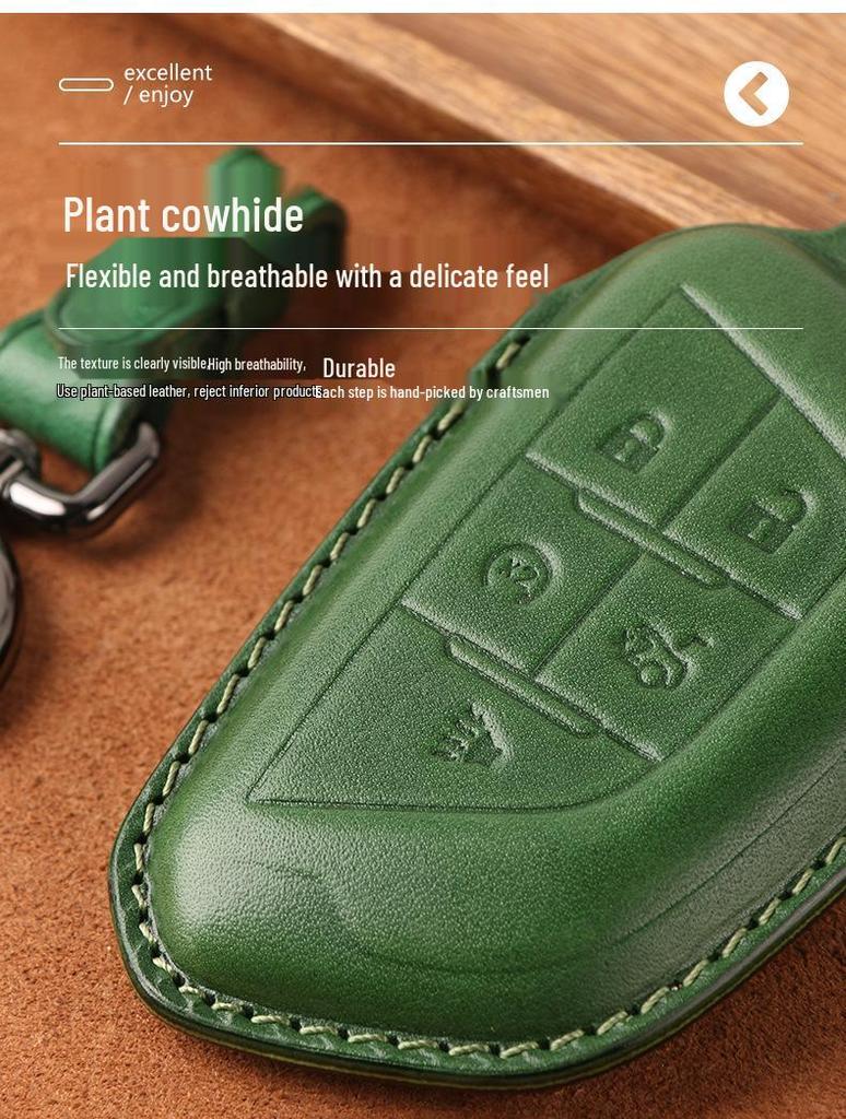Genuine Leather Key Case for Cadillac CT5/CT4/XT6 - Premium Cowhide Key Holder