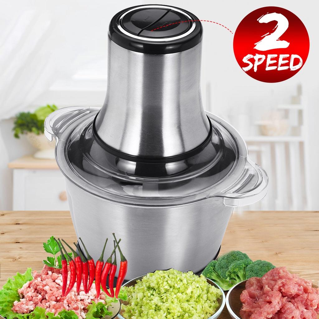 3L Electric Meat Grinder 2 Speeds Stainless Steel Electric Chopper Automatic Mincing Machine Quiet Food Processor 800W
