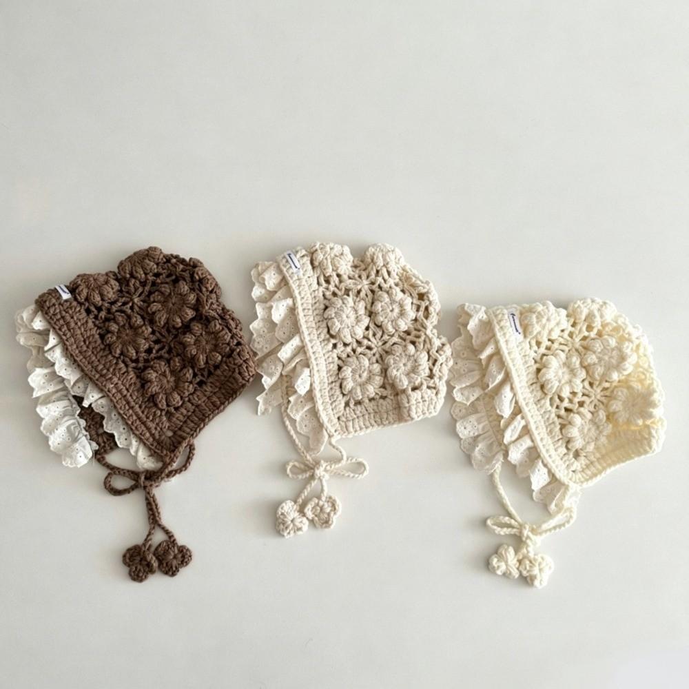 Flower Baby Hats Hollow-Out Girls Bonnet Hat New Children Knitted Cap Headwear