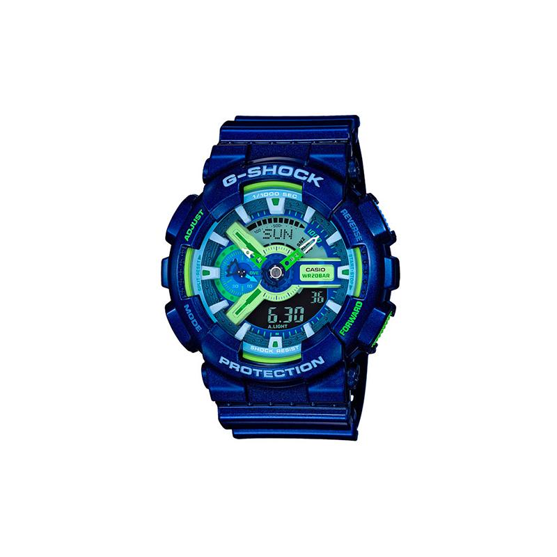 Casio Серия G-SHOCK Контрастный Цвет Тренд Мода Двойной Дисплей Антимагнитный Ударопрочный Водонепроницаемый Спортивный Кварцевый Механизм Ремешок из Смолы GA-110MC-2A