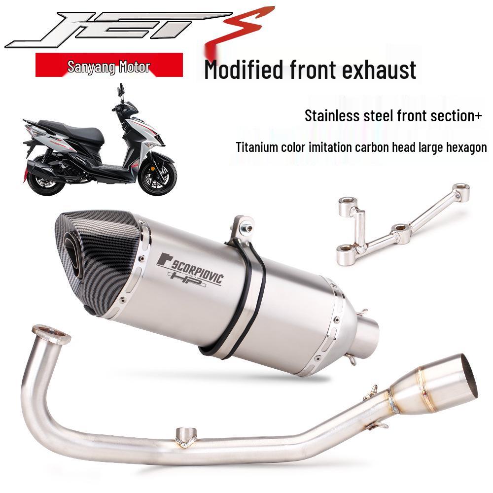 Выхлопная труба из нержавеющей стали SYM JETS 125 R77: Неразрушающая модификация прямой посадки