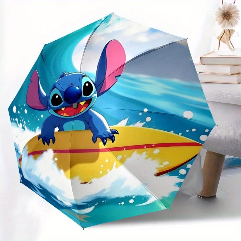 1pc Stitch Surfing Automatic Open/close, All-Season Portable Folding Umbrella, Perfect Gift for Friends y250807035