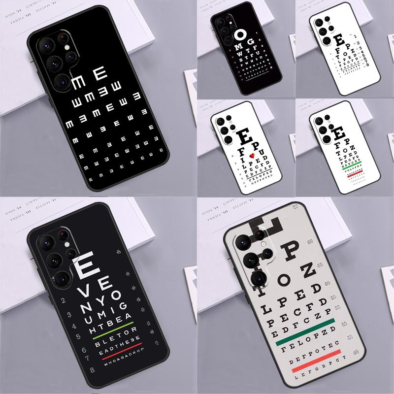 Vision Test Chart Phone Case For Samsung Galaxy S24 S25 Ultra S9 S10 S20 S22 S21 S23 Plus S24 FE Cover Coque