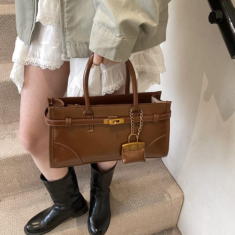 Niche Fashion Oil Wax Leather Portable Refrigerated Retro Casual Shoulder Bag High-End Tote Женская сумка