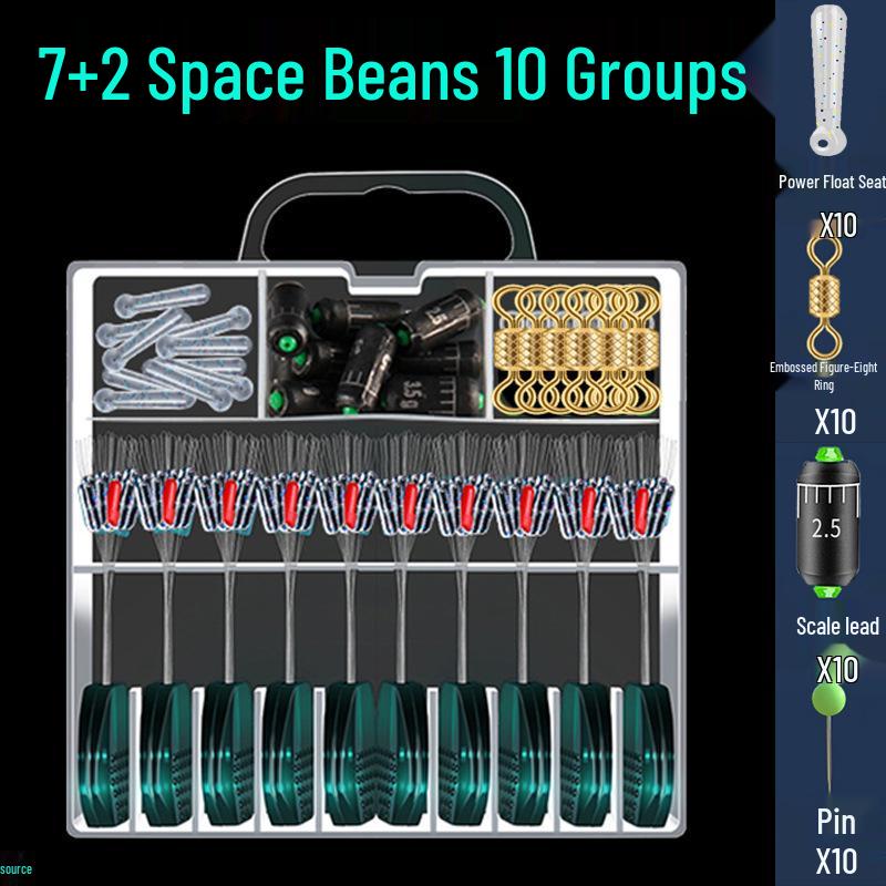 Набор рыболовных снастей из 50 предметов: Силиконовые шарики-поплавки, вертлюги, поплавки, основная леска