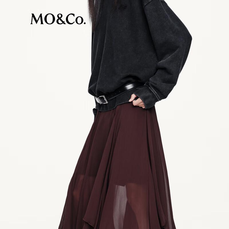 MO&Co. 2025 Autumn High-Waist A-Line Chiffon Skirt