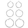 S925 Sterling Silver Jewelry Set of 3 Pairs BIG Hoop Clutchless Earrings for Women 40, 50 and 60 MM
