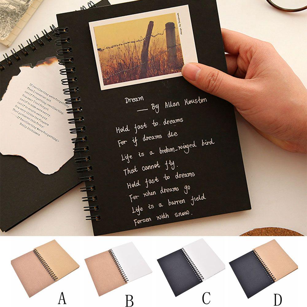 Blank Paper Spiral Bound School Stationery Kraft Paper Coil Notebook Sketchbook Crafts Art Paper