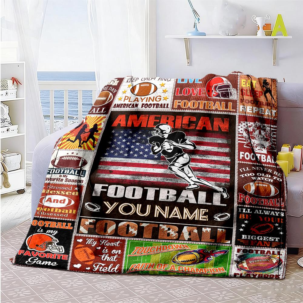 Football Customize Your Name Blanket Gift Customizable Blanket Warmthful Decor Great for Nap Couch Home Decor Office Chair for All Occasions