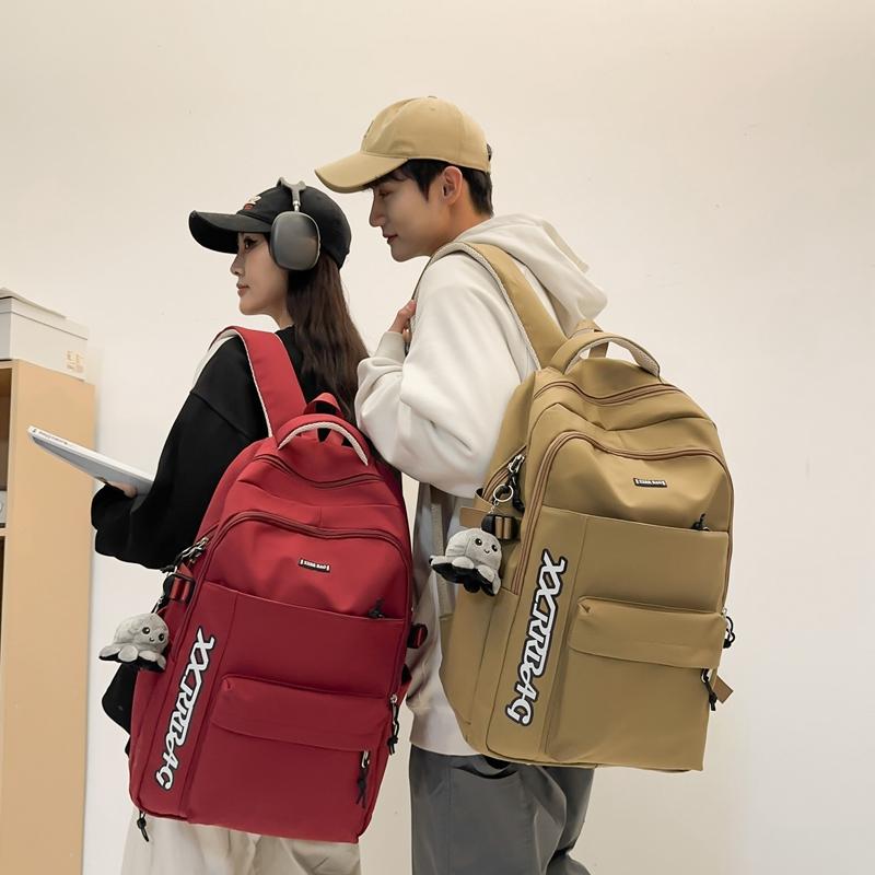 Male Large Capacity Backpack Letter Female Junior Senior High School Student Schoolbag Outdoor Travel Bag