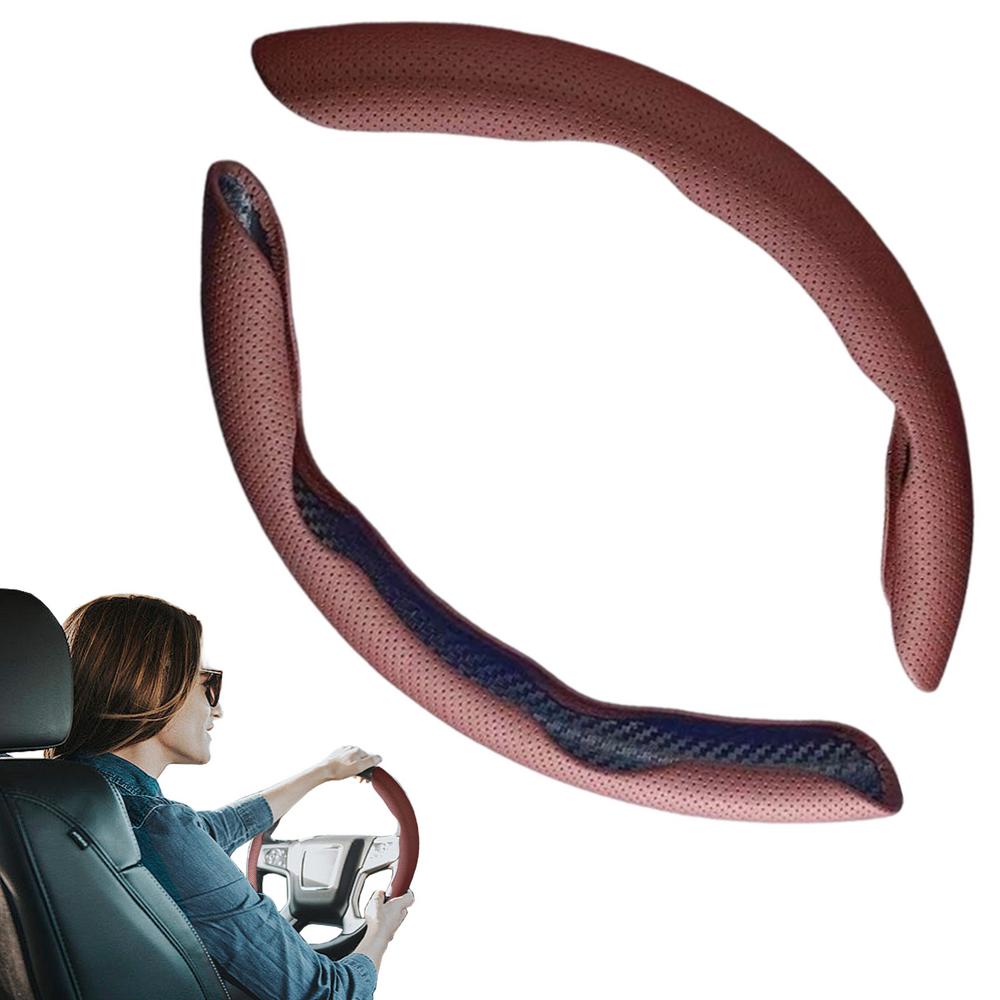 Защитник рулевого колеса автомобиля Наппа Кожа/Углеродное волокно Чехлы для рулевого колеса Сегментированный защитник рулевого колеса для большинства