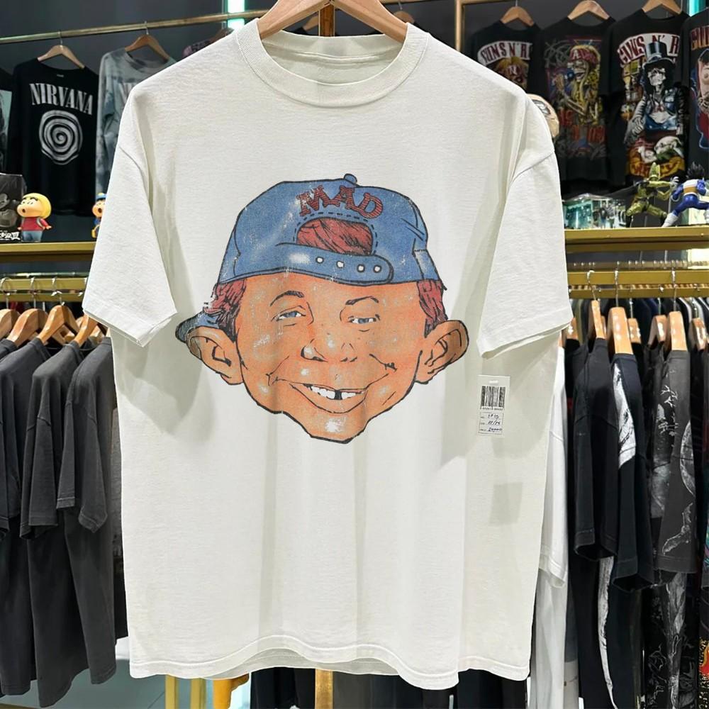 90's Rare Alfred E. Neuman Vintage Washed White T-Shirt Mens Large Unisex T-Shirt