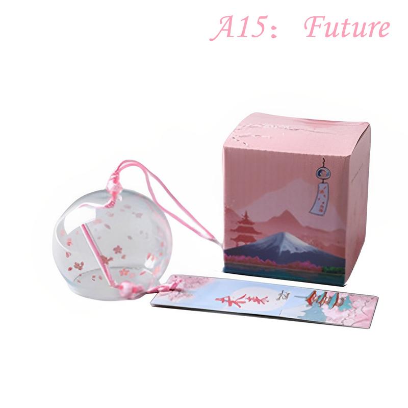 Japanese Wind Bell Sakura Pattern Wind Chimes Handmade Glass Furin Home Decor