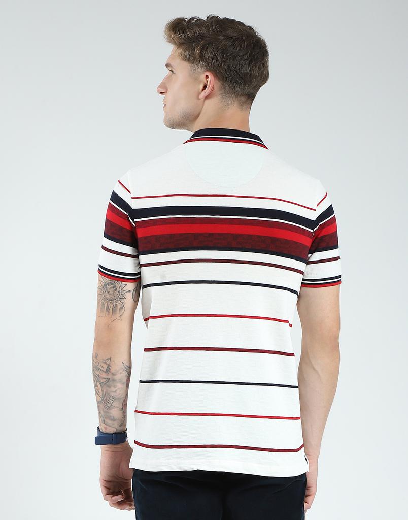 MONTE CARLO Men's Regular Fit Striped Half Sleeve Polo T-Shirt