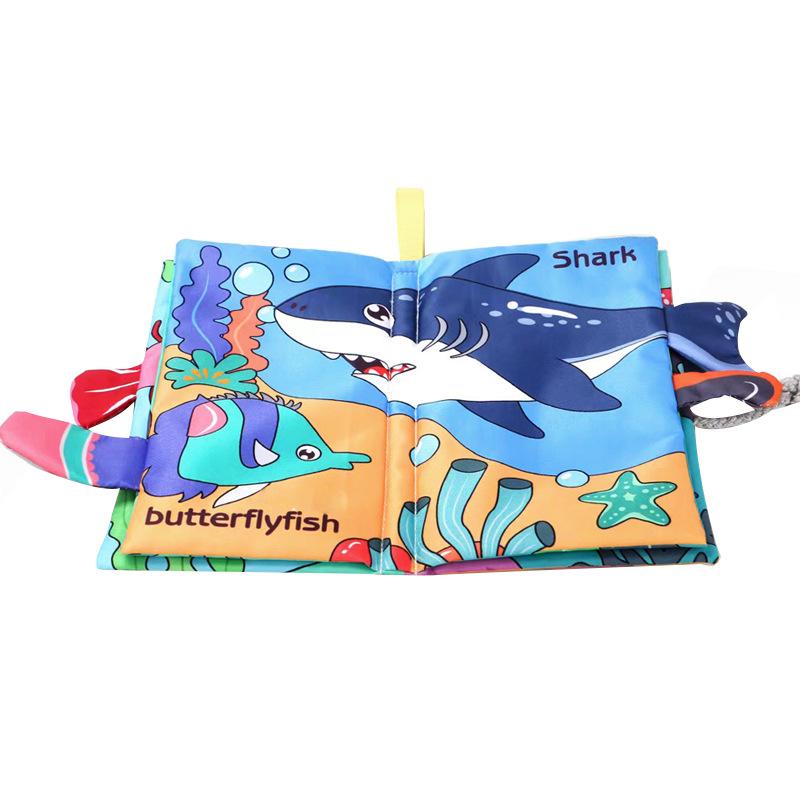 8-странижная тканевая книжка с хвостиками, тактильная, мягкая книжка для младенцев, мультяшные животные, развивающая, интерактивная, игрушка для раннего развития для малыша