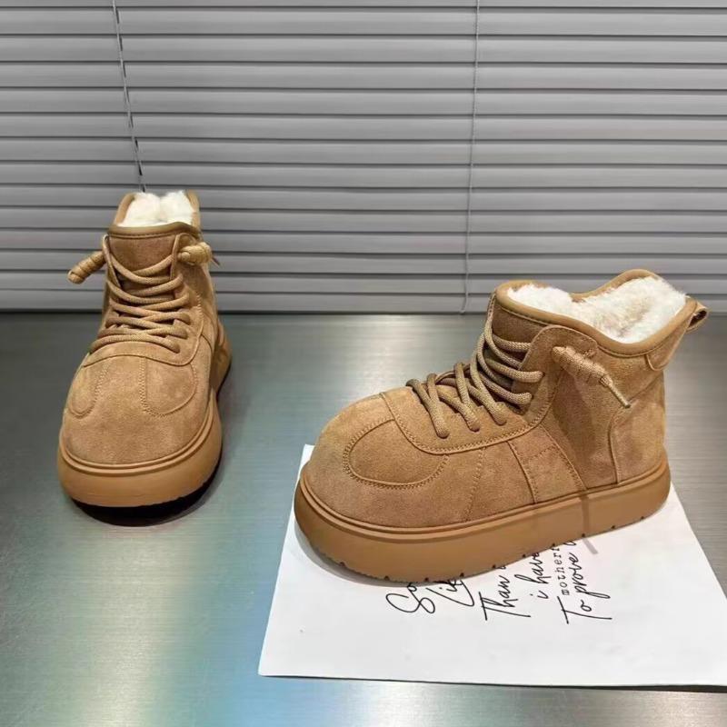 Женские меховые зимние ботинки на платформе с плоскими носками, замшевые плюшевые хлопковые туфли, повседневные кроссовки, зима 2025, тренд, теплые, удобные, спортивные ботинки Mujer