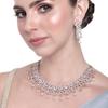 Dulhan Rose Gold Shimmering Zirconia White Crystal Necklace Set for Women