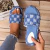 Fashion Women Platform Slippers Beach Retro Slip On Sandals Casual Open Toe Flat Slippers Jeans Canvas Slides Women Zapatos De Mujer