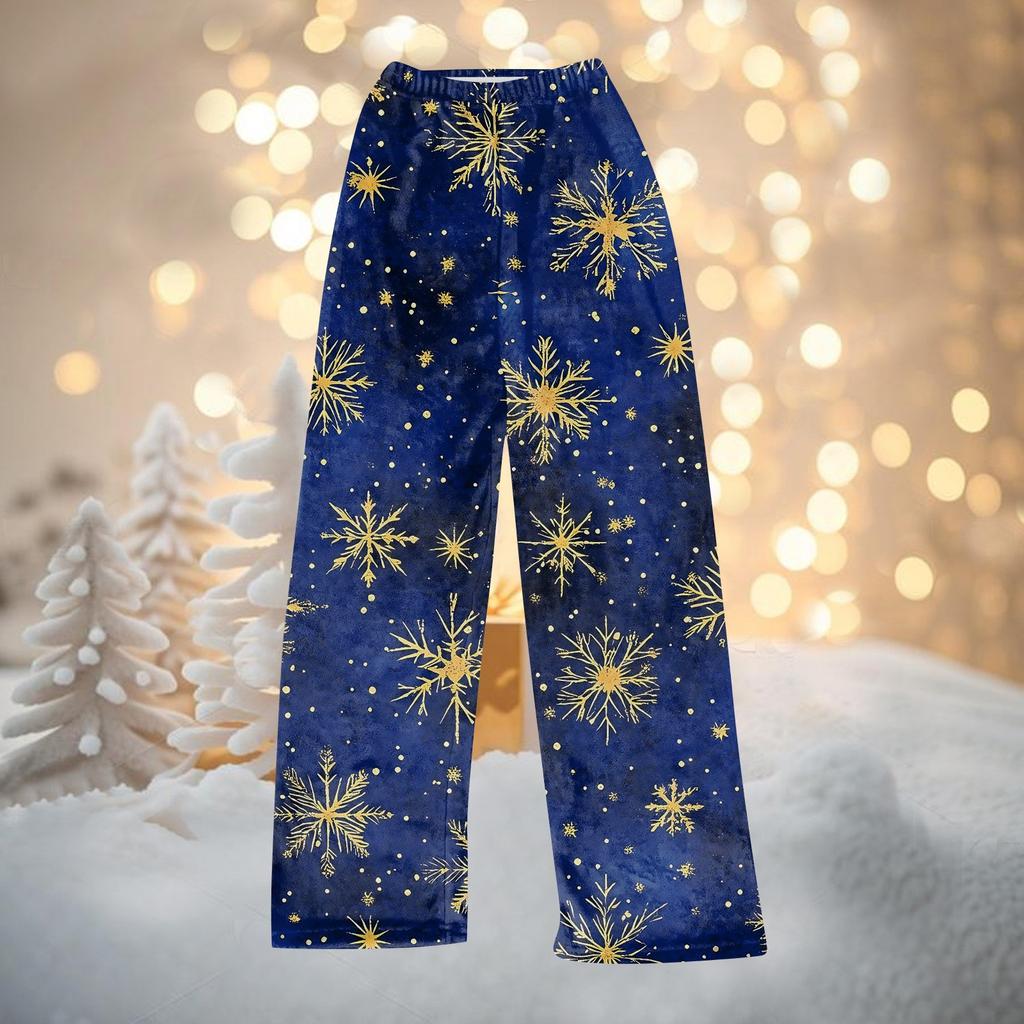 Women Autumn Winter Pants Full Length Long Trousers Christmas Printed Pants