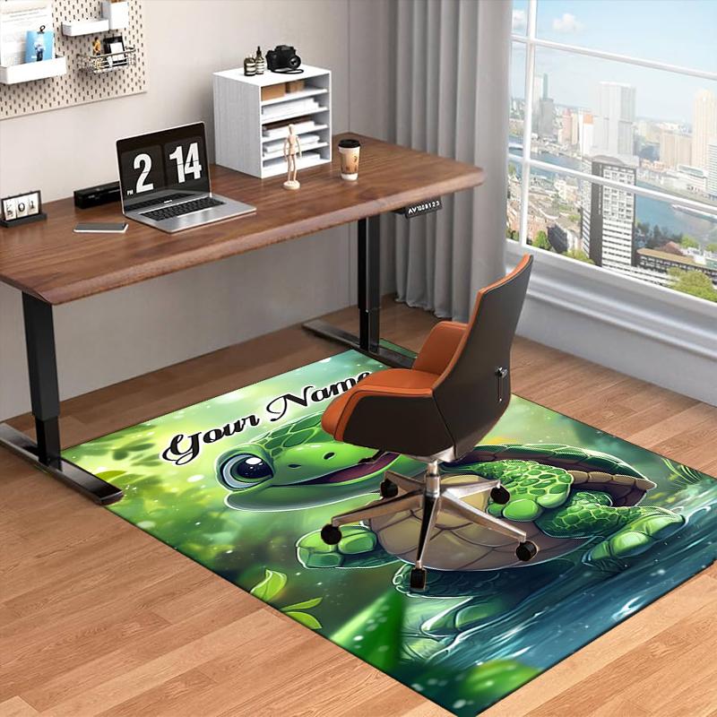 1PC Custom Name Fantasy Turtle Adventure Theme Floor Mat Ideal for Living Room, Game Rooms, Office, Bedroom, Office Floor Mat , Floor Mats for Home