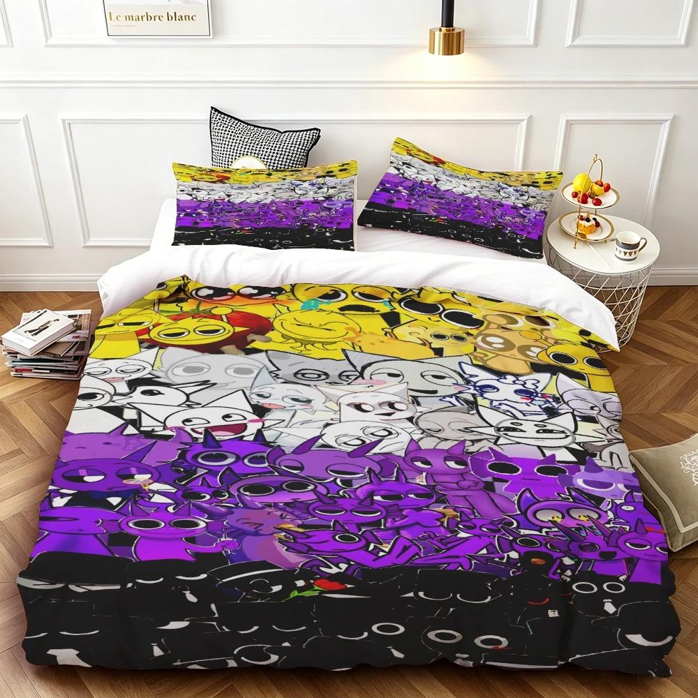 2026 NEW Teens Gifts Duvet Cover Set Game Sprunki Cartoon Bedding Set Quilt Cover Skin-friendly and Breathable for Bedroom Home