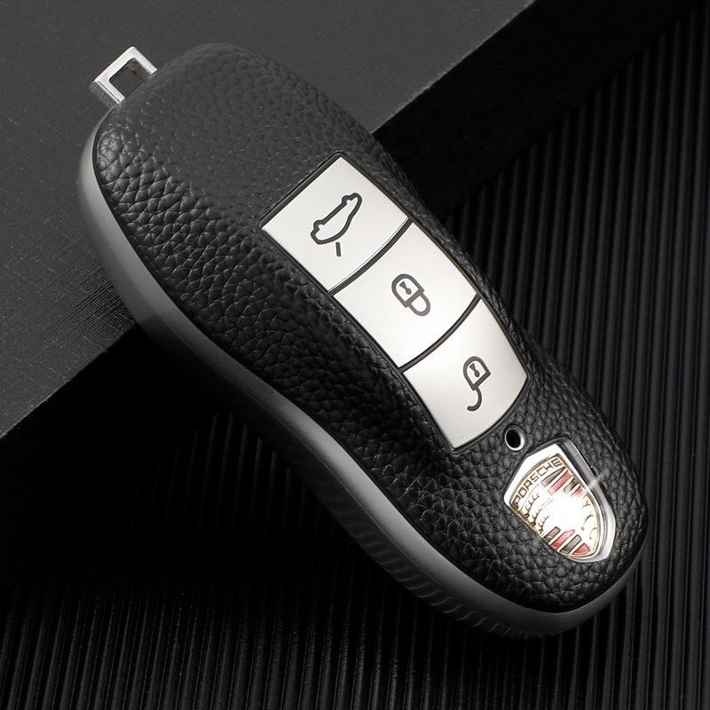 Porsche Compatible Key Case for Cayenne, Macan, Panamera, and 718 - Unisex Remote Keybag with Buckle