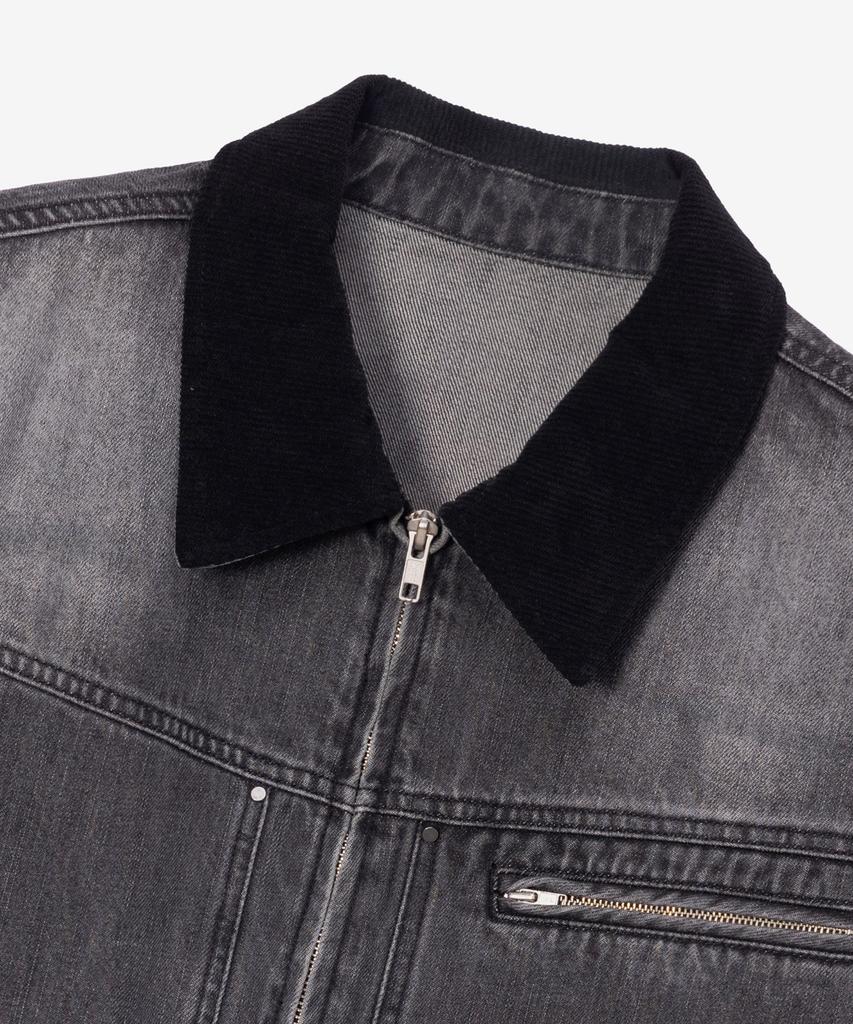 MINDBRIDGE 100% Cotton Collar Contrast Gray Denim Trucker Jacket