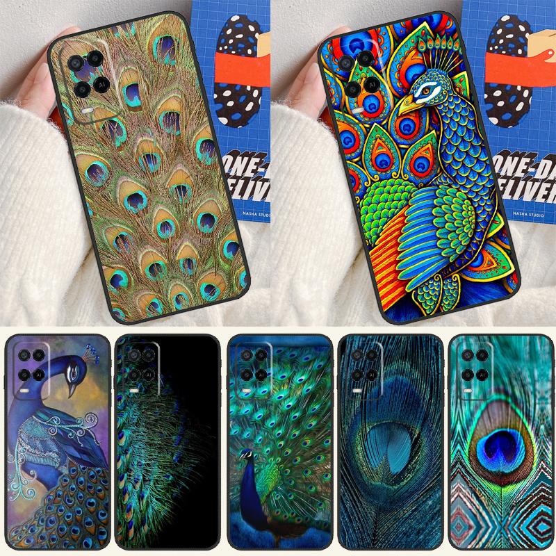 Bird Peacock Feather For Oppo A16 A76 A96 A15 A80 A60 A40 A94 A54 A98 A78 A18 A38 A58 A17 A77 A74 A57S Phone Case