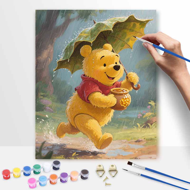Disney Винни-Пух Зонт от дождя Горшочек с медом Цифровая масляная живопись Художественный набор Ручная роспись Домашний декор