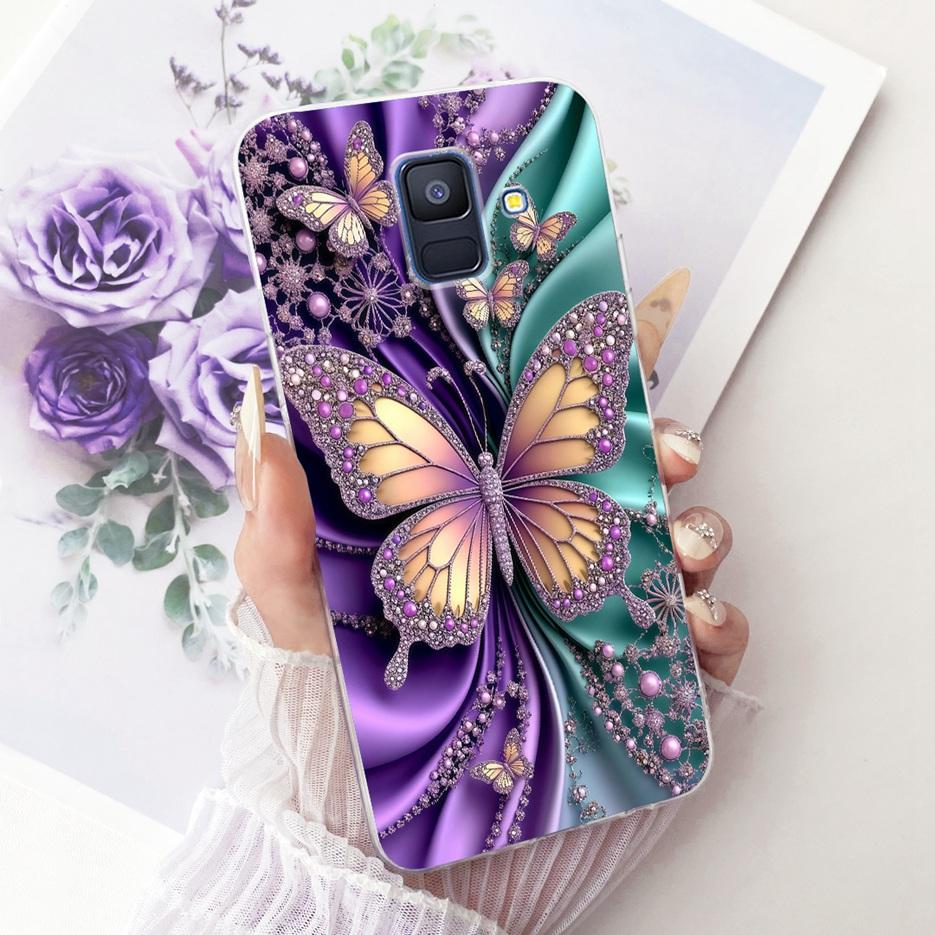 For Samsung Galaxy A6 2018 Case SM-A600F Luxury Butterfly Painted Cover Soft Silicone Shell For Samsung A6 Plus A6+ A605F Fundas