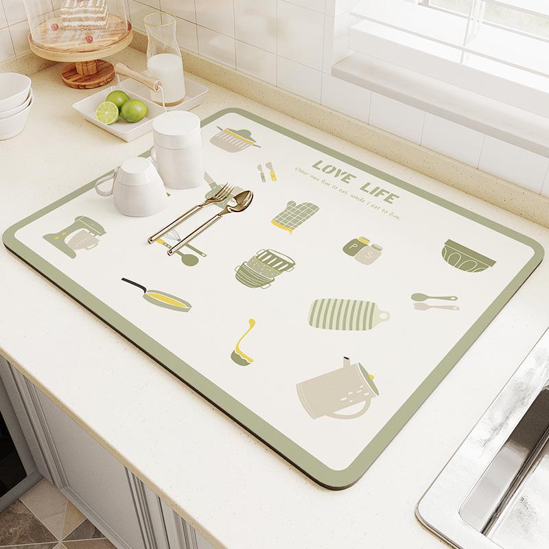Диатомовая грязь быстросохнущая впитывающая подставка и дренажная прокладка для кухонных столешниц