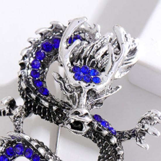 Chinese Style Brooch Men Enamel Dragon Shape Faux Pearl Pin Clothing Coat Badge Jewelry Party Accessories