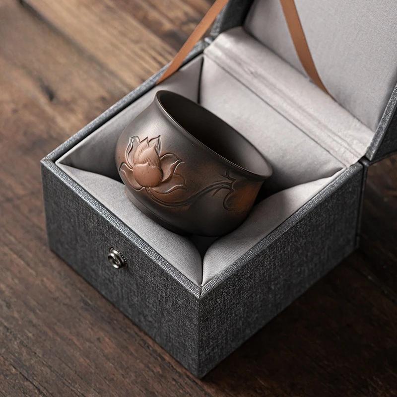 Чашка для чая из фиолетовой глины ручной работы - Премиальная керамическая мастер-чашка для чая Дзен, Одинарная чайная пиала и Роскошные подарки