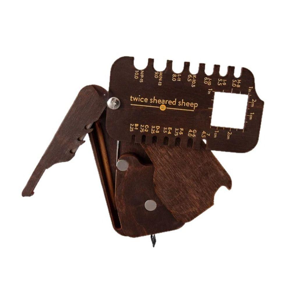 Beechwood Knitting Multi Tool Craft Tool Needle Gauge WPI Tool For Crochet Lovers