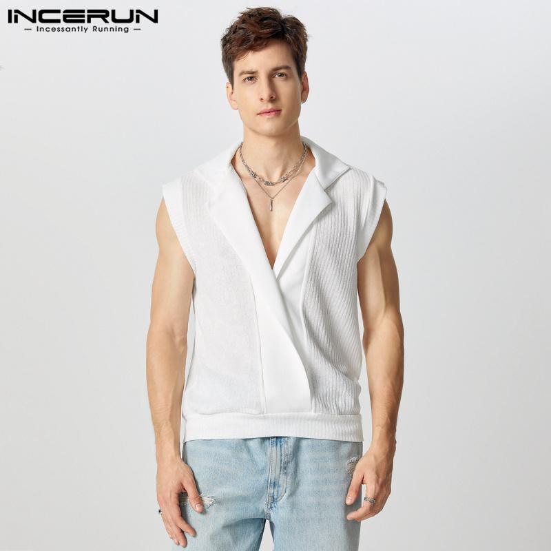 INCERUN Мужские летние повседневные майки без рукавов в стиле пэчворк