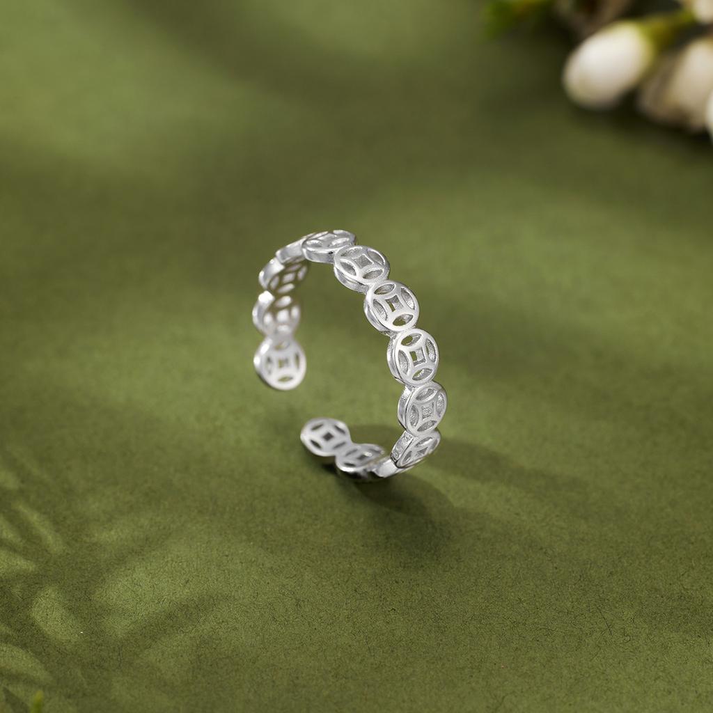 Кольцо из серебряной монеты S925, женское ретро, простое серебряное медное кольцо из монеты, нишевая мода высокого класса