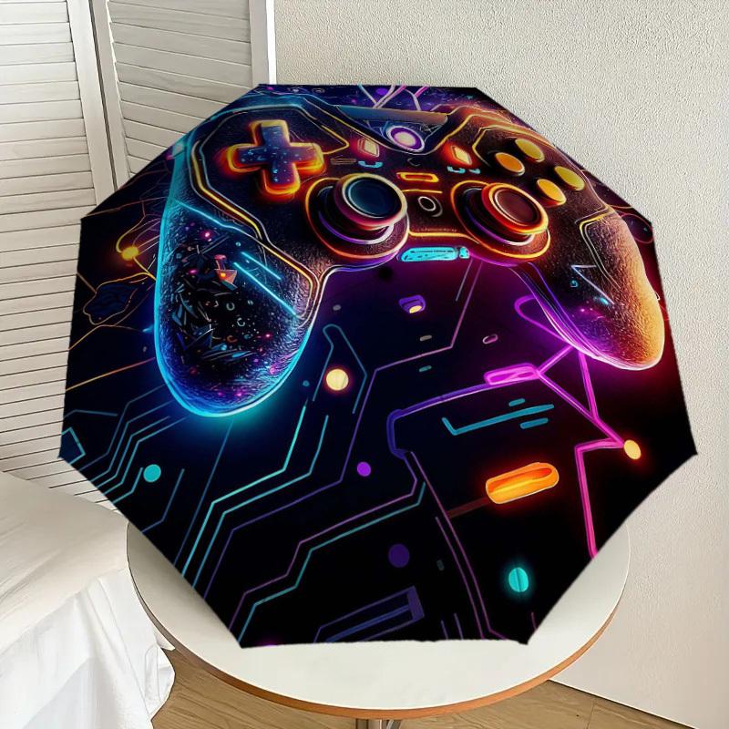 1PC gamepad technology Umbrella-8-Rib Reinforced Portable Folding Travel Suitable for All Seasons Outdoor Daily Use -J0348