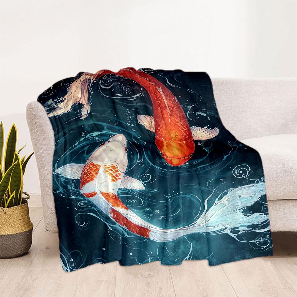 Koi Fish Blanket Soft & Cozy Suitable for Bedding Picnics Bed Four Seasons Universal Modern Style Suitable for Gifting Relatives and Friends