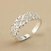 Women Fashion Hollow Love Heart Adjustable Jewelry Silver Plated Open Ring Gift