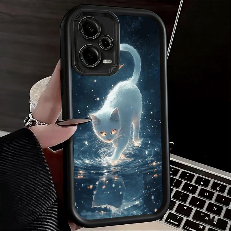 Ночная Луна Кошка Мечтательное Искусство Мягкий Чехол для Телефона для Xiaomi Redmi Note 15 14 13 12 11 Pro Plus 10S 11S 4G 11T 5G Оболочка Силиконовый Funda