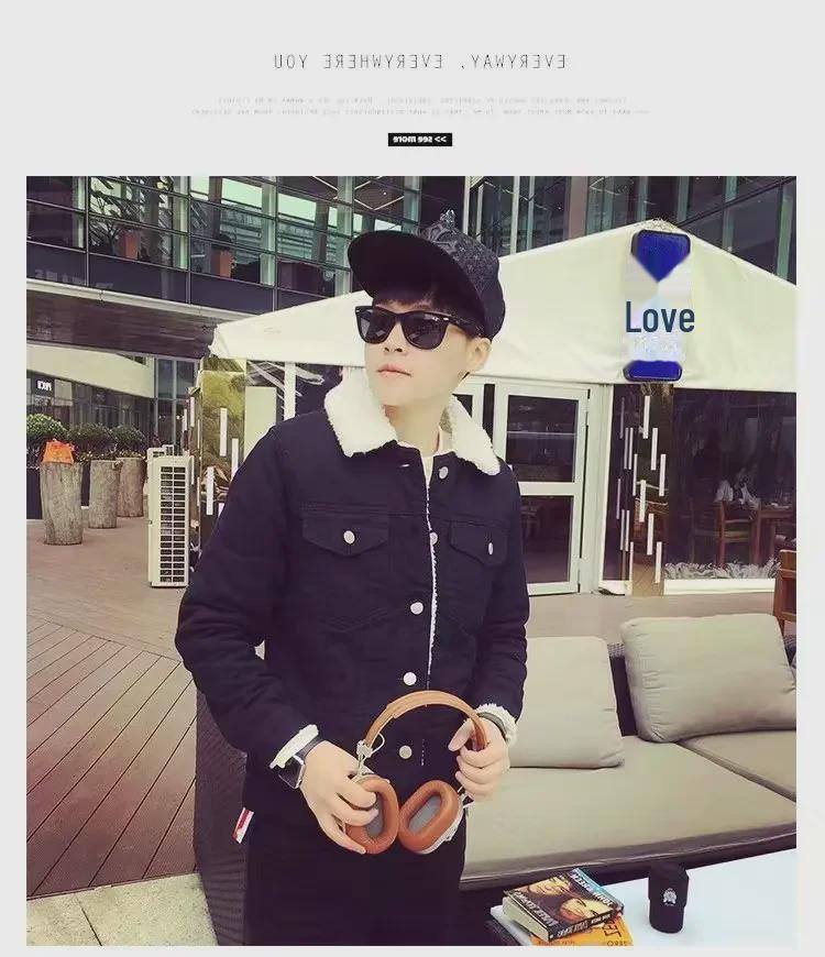 Мужская зимняя джинсовая куртка в корейском стиле ретро с толстой подкладкой из овчины