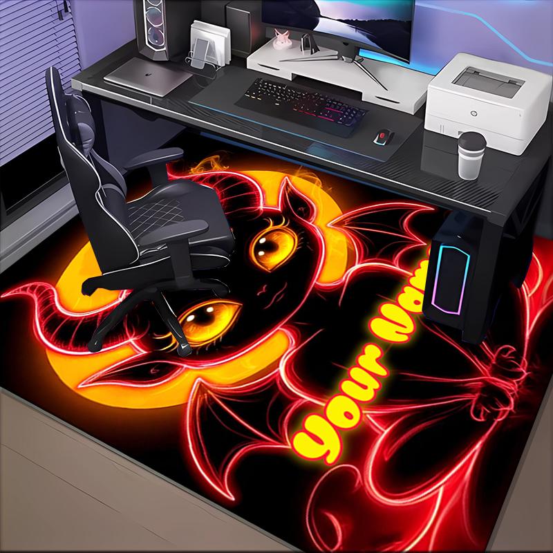 1PC Custom Name Devilish Neon Creature Theme Floor Mat Ideal for Living Room, Game Rooms, Office, Bedroom,Floor Mat Playful Design168