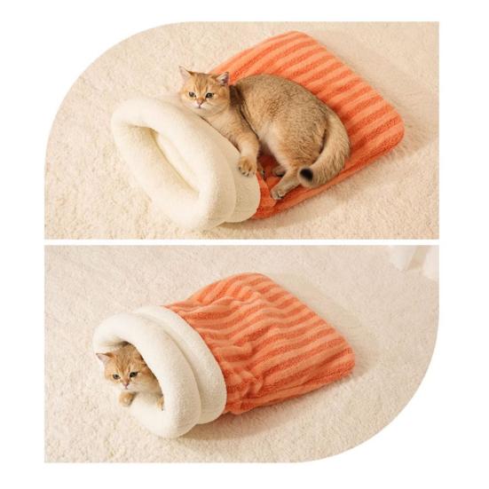 Кошачий мешок для обнимашек Уютный пушистый спальный мешок Теплая кошачья пещера Кровать для питомца Укрытие для щенка Тоннель для котенка Успокаивающая кровать для зимы Для дома Спальня Квартира