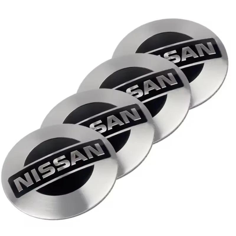 CNENFU1 4Pcs/Set Car Styling Aluminum Metal Wheel Center Hub Caps Badge Sticker For Nissan X-trail RogueQashqai Sport RogueAltima Versa