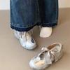 Inner Height Increase Small Silver Shoes Sports Silver Ballet Style Beautiful Bow Cross Strap Mary Jane Single Shoes Women