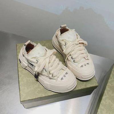 Стильные женские летние парусиновые кроссовки на шнуровке 2022 года — вдохновленные У Цзяньхао, с толстой подошвой и открытым носком