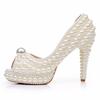 Fashion New All Pearl Fish Mouth High-heel Sandals Beige White Pearl Waterproof Platform Banquet Bride Bridesmaid Wedding Dress Sandals