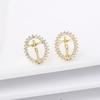 Gold-Color Religious Saint Jude Zirconia Women's Stud Earrings  For Women Virgin Mary Believer Ear Jewelry Daily Party Gifts